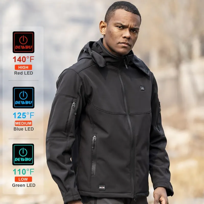 Men'S Heated Jacket Detachable Hood with 12V Battery Pack