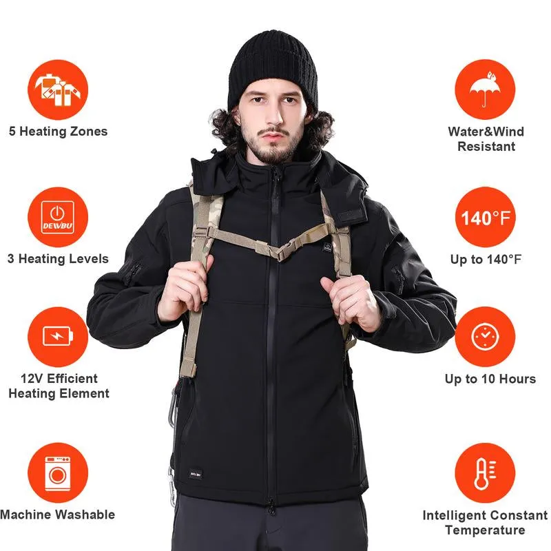 Men'S Heated Jacket Detachable Hood with 12V Battery Pack