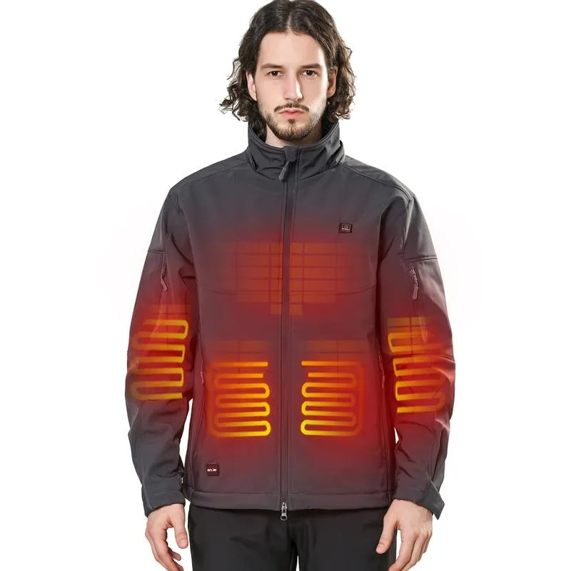 Men'S Heated Jacket Detachable Hood with 12V Battery Pack