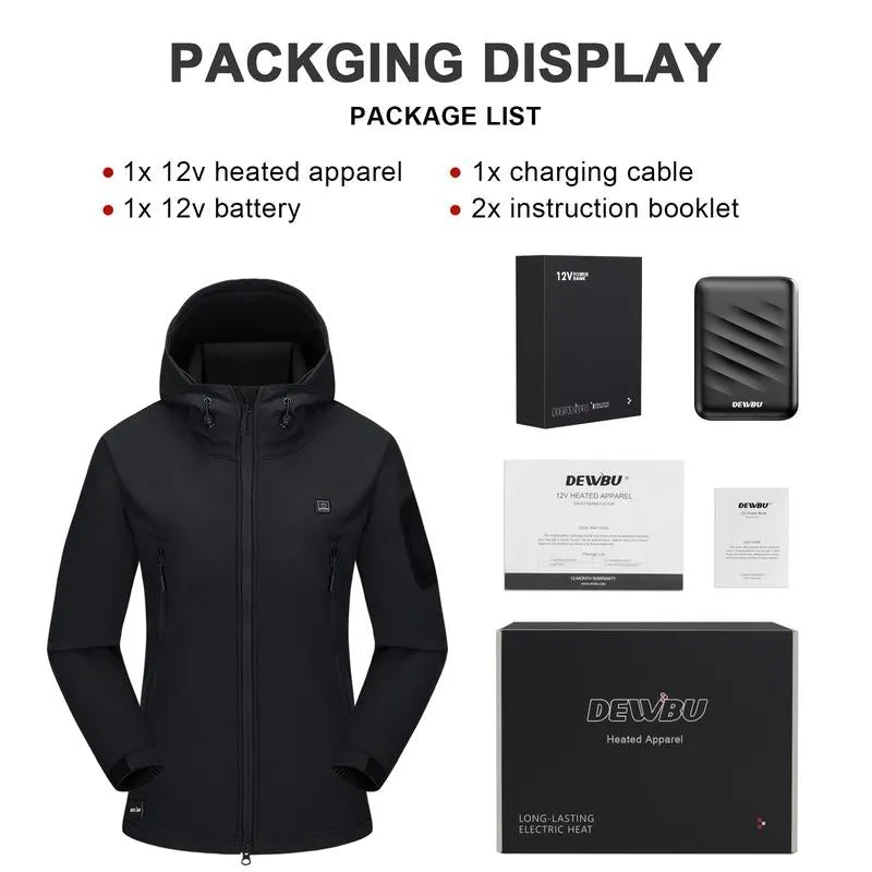 Men'S Heated Jacket Detachable Hood with 12V Battery Pack