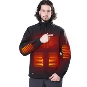 Men'S Heated Jacket Detachable Hood with 12V Battery Pack