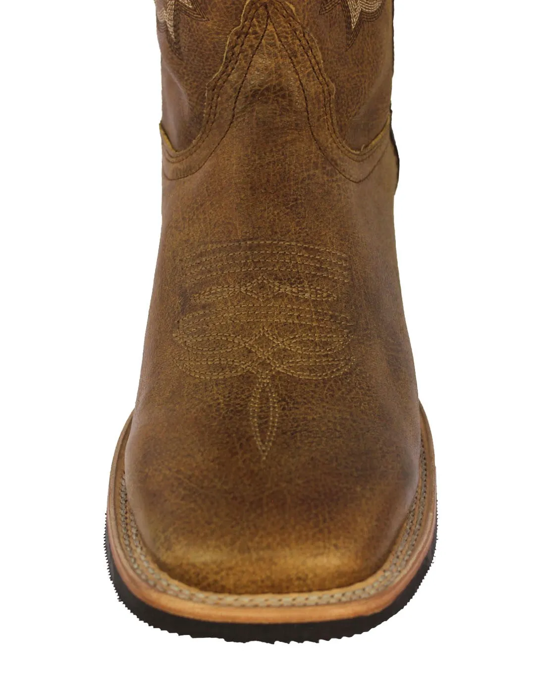 Mens Honey Brown Western Wear Leather Cowboy Boots Rodeo - Square Toe