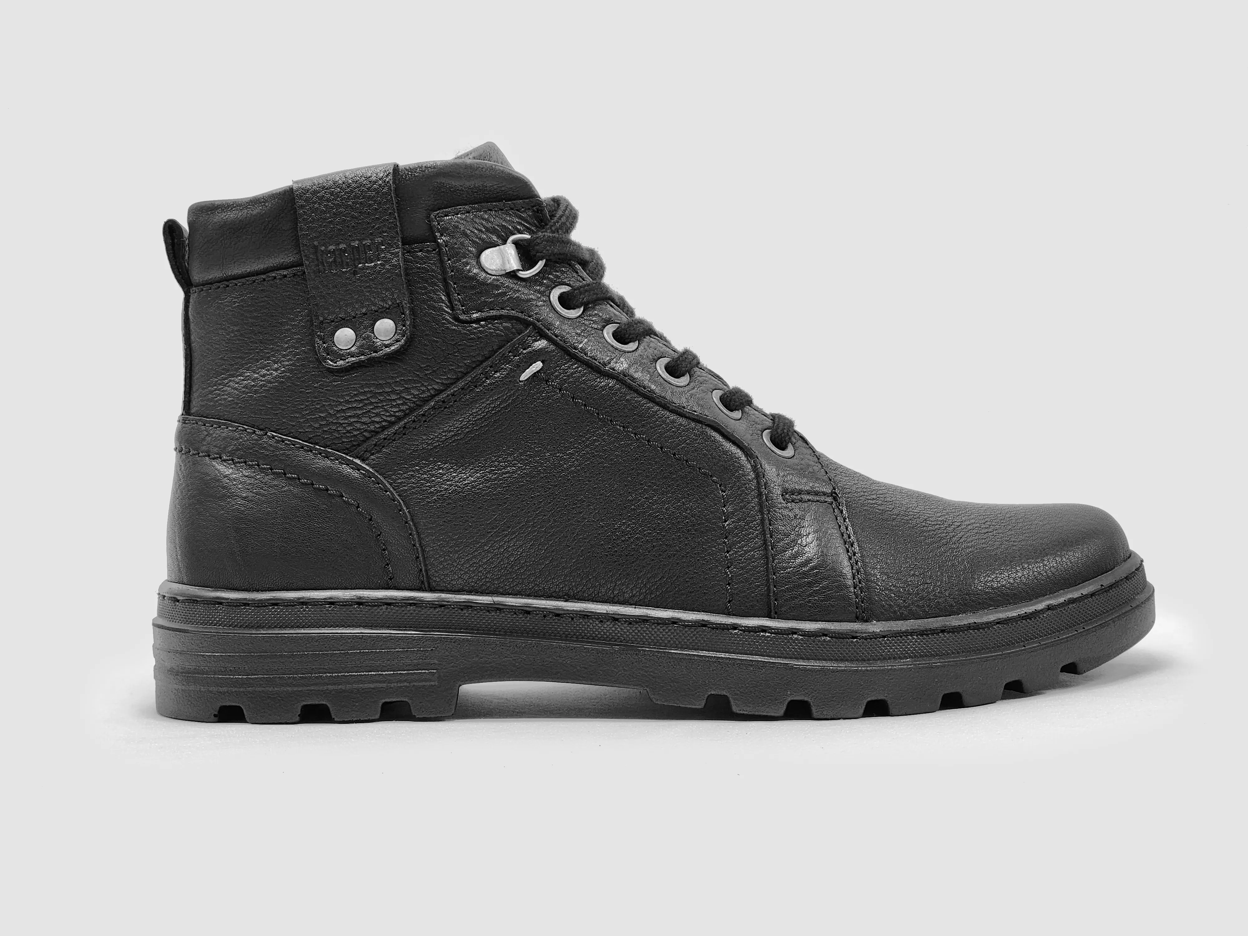 Men's Utility Wool-Lined Leather Boots - Black