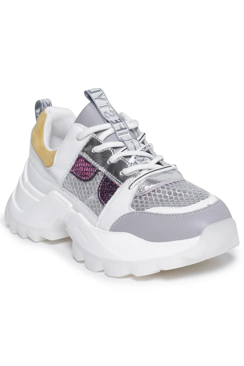 Multi-Texture Chunky Sneakers - White