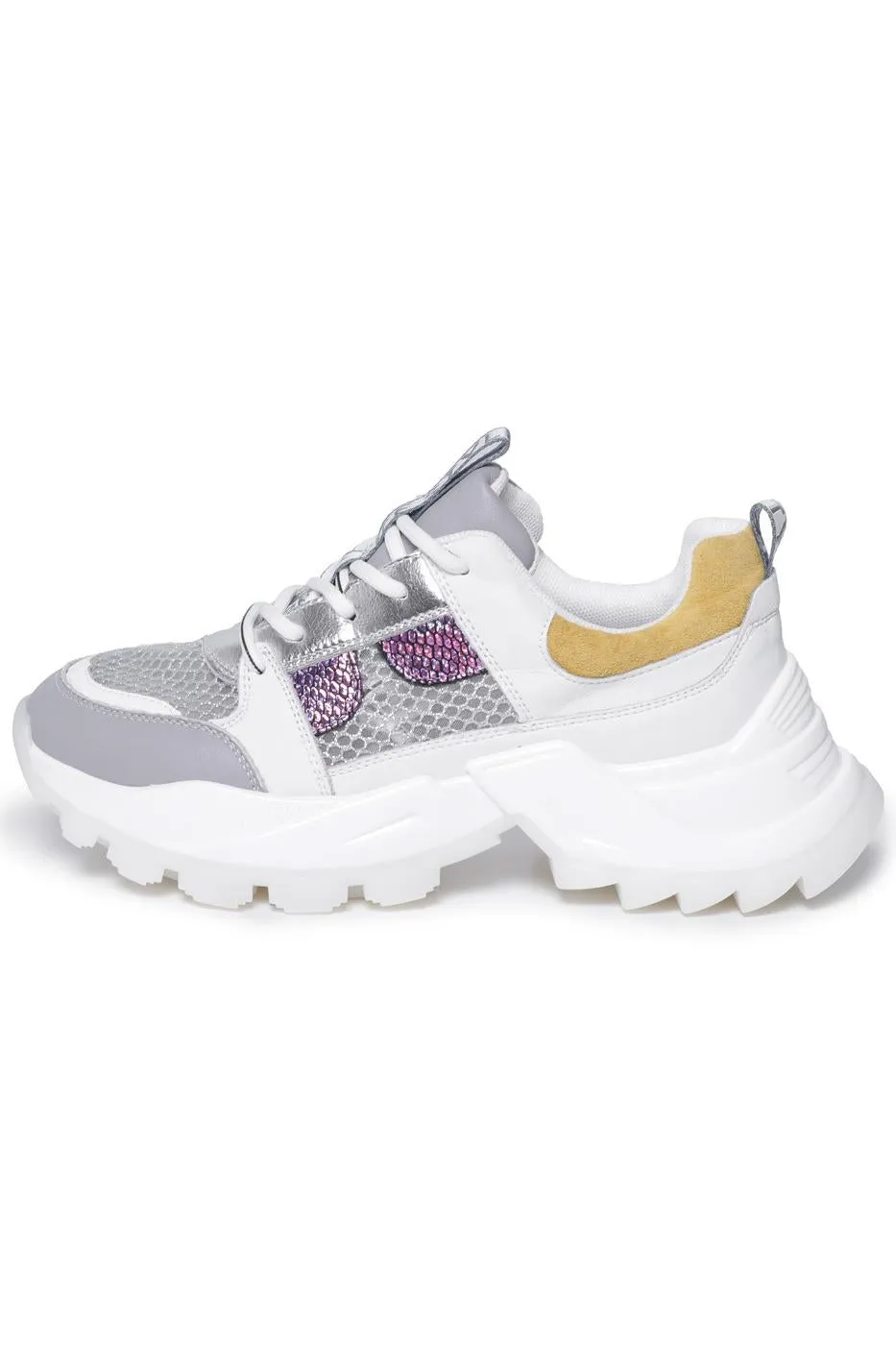 Multi-Texture Chunky Sneakers - White