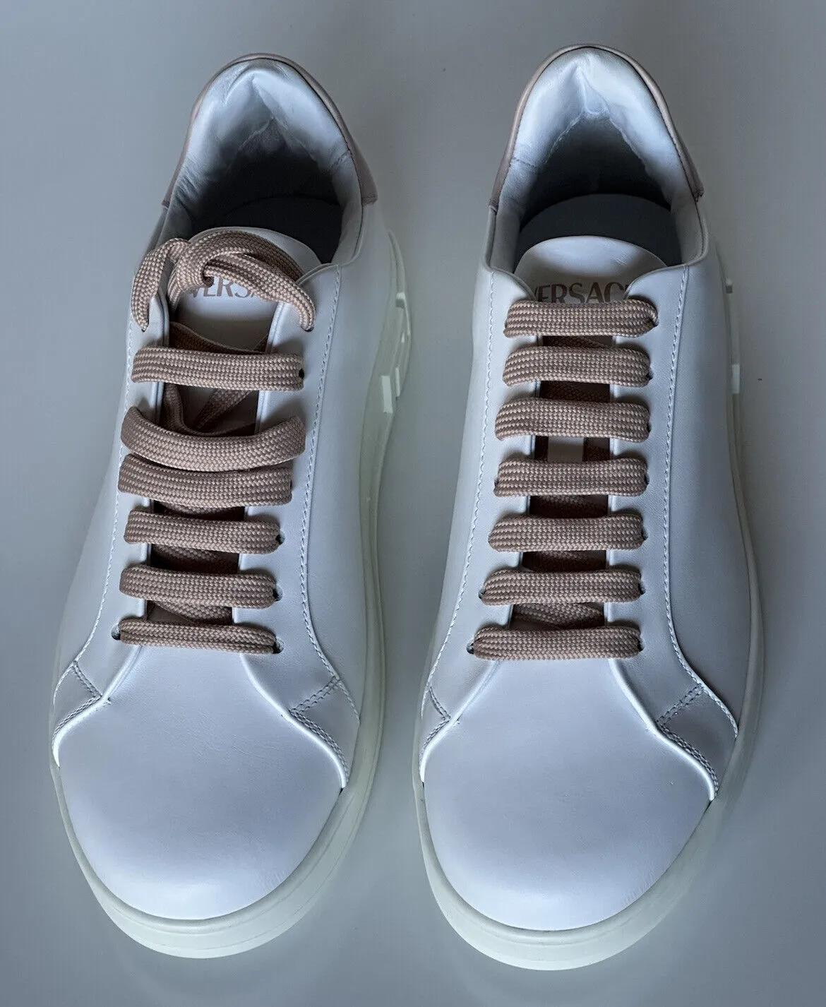 NIB $750 Versace Low Top Women's White Leather Sneakers 9 US (39 Eu) 1008962 IT