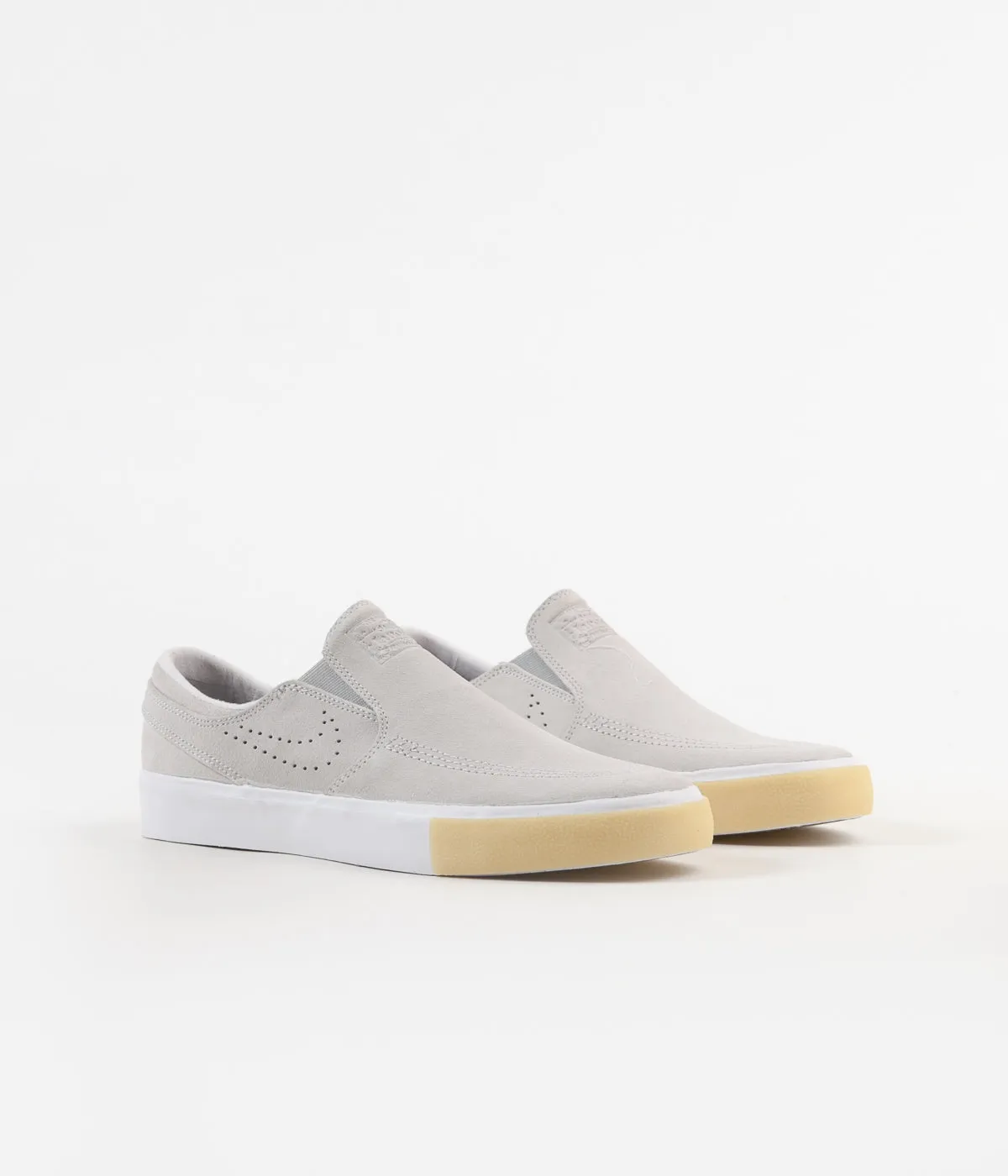 Nike SB Janoski Slip On Remastered Shoes - White / White - Vast Grey - Gum Yellow