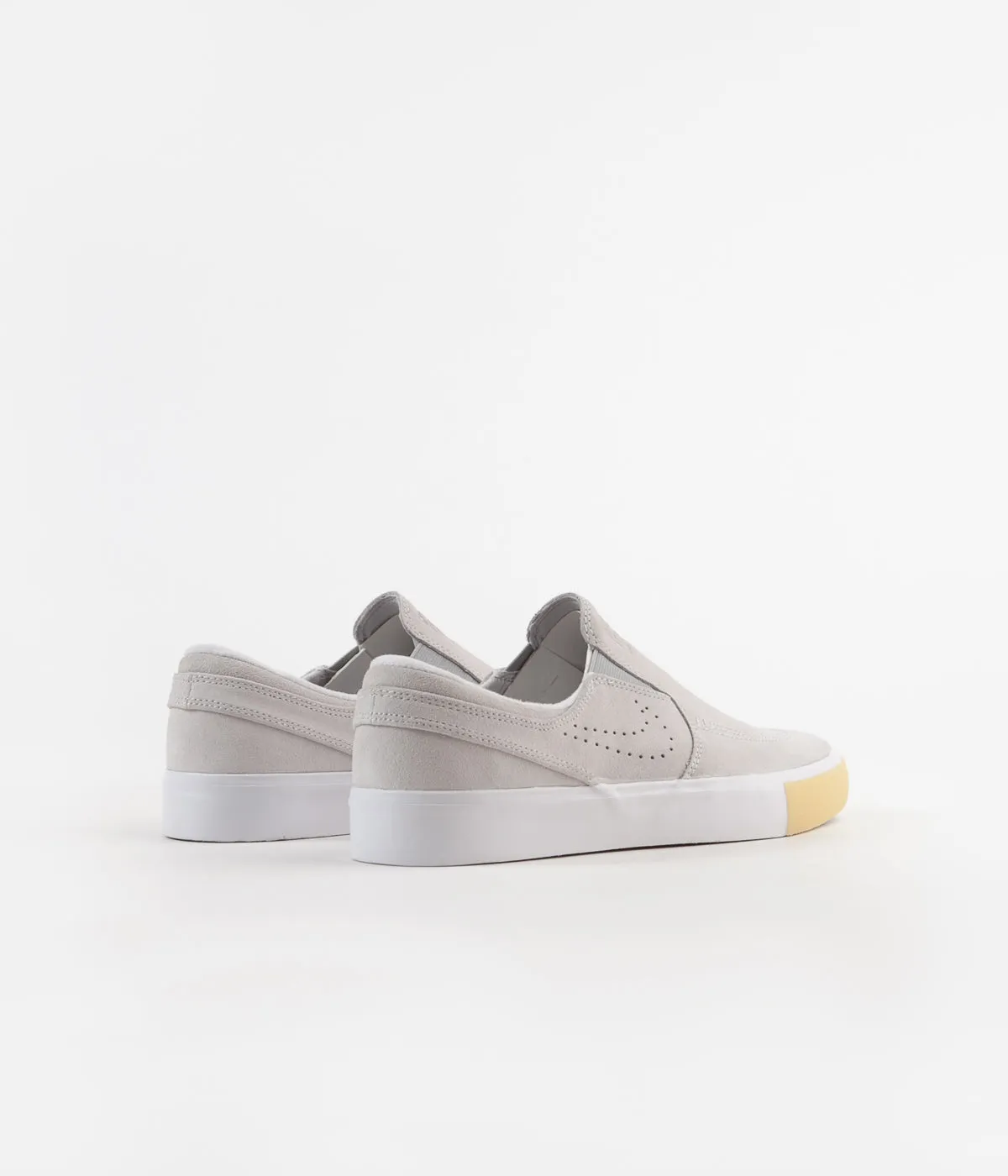 Nike SB Janoski Slip On Remastered Shoes - White / White - Vast Grey - Gum Yellow