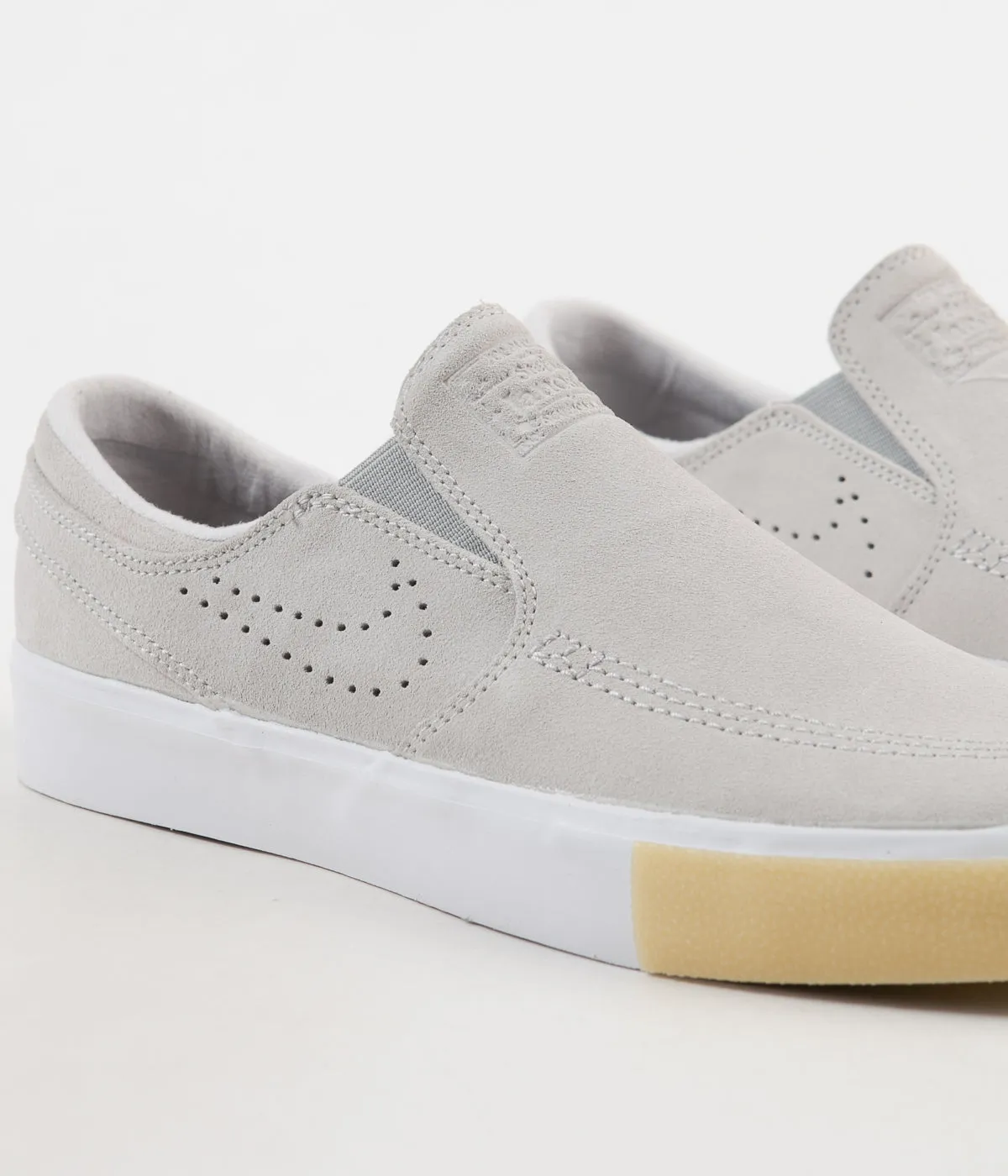 Nike SB Janoski Slip On Remastered Shoes - White / White - Vast Grey - Gum Yellow