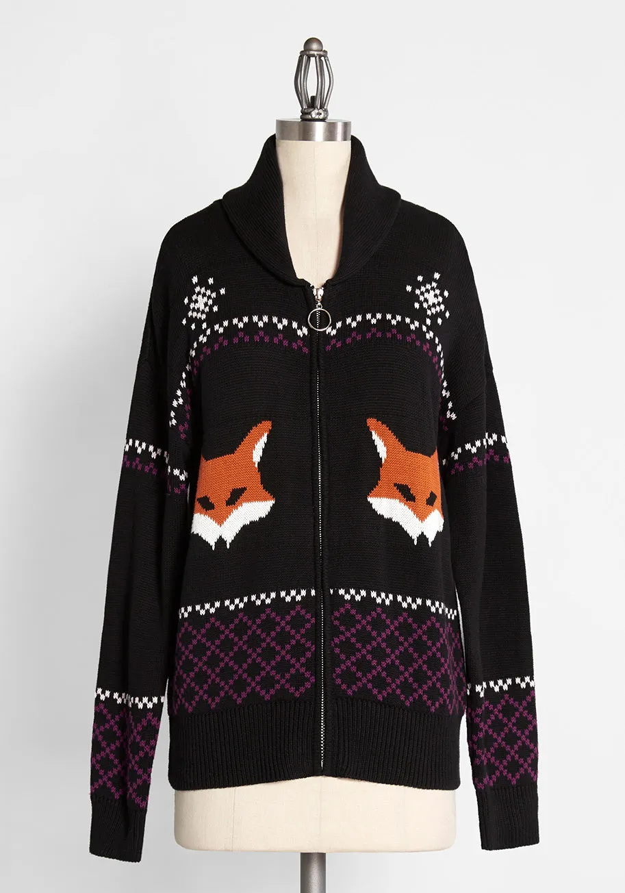 No Fox Given Fair Isle Zip Cardigan