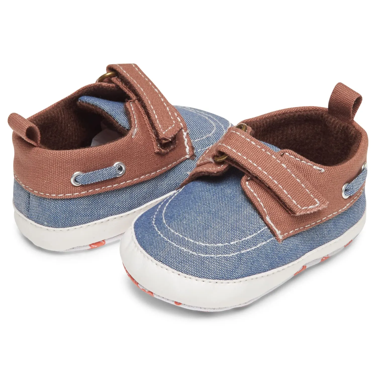 Nuby Baby Boys Girls Infant Boat Shoes, Childrens Casual Style Loafers, Non Slip Soft Sole Shoe with Pull On Tab