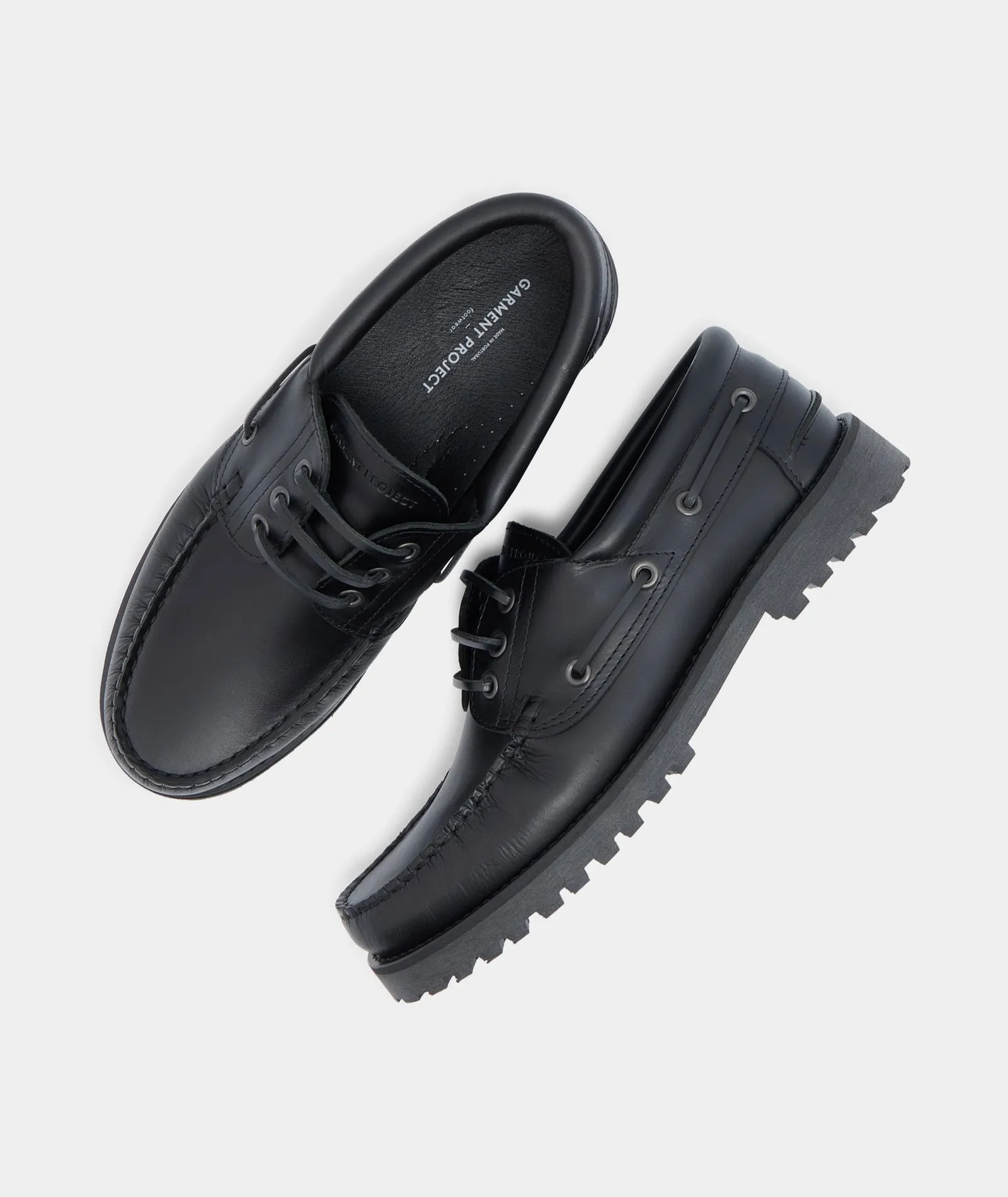 Ollie Boat Shoe - Black Leather