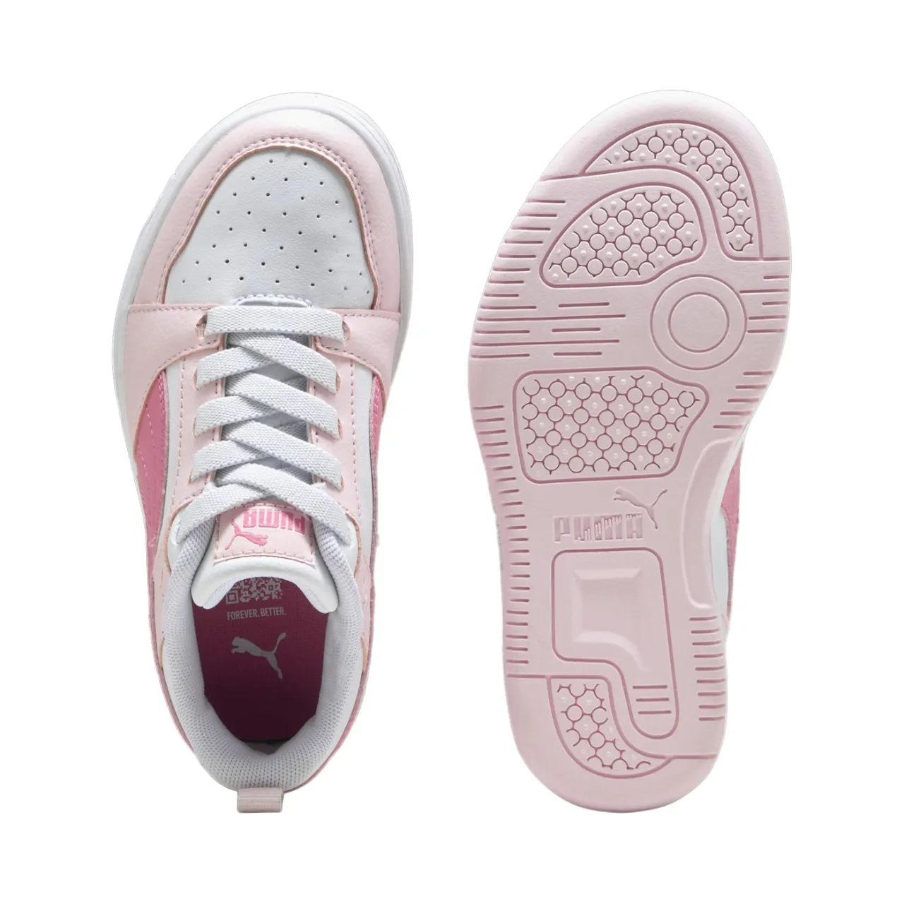 Puma scarpa sneakers da ragazza Rebound v6 396742-08 bianco-rosa