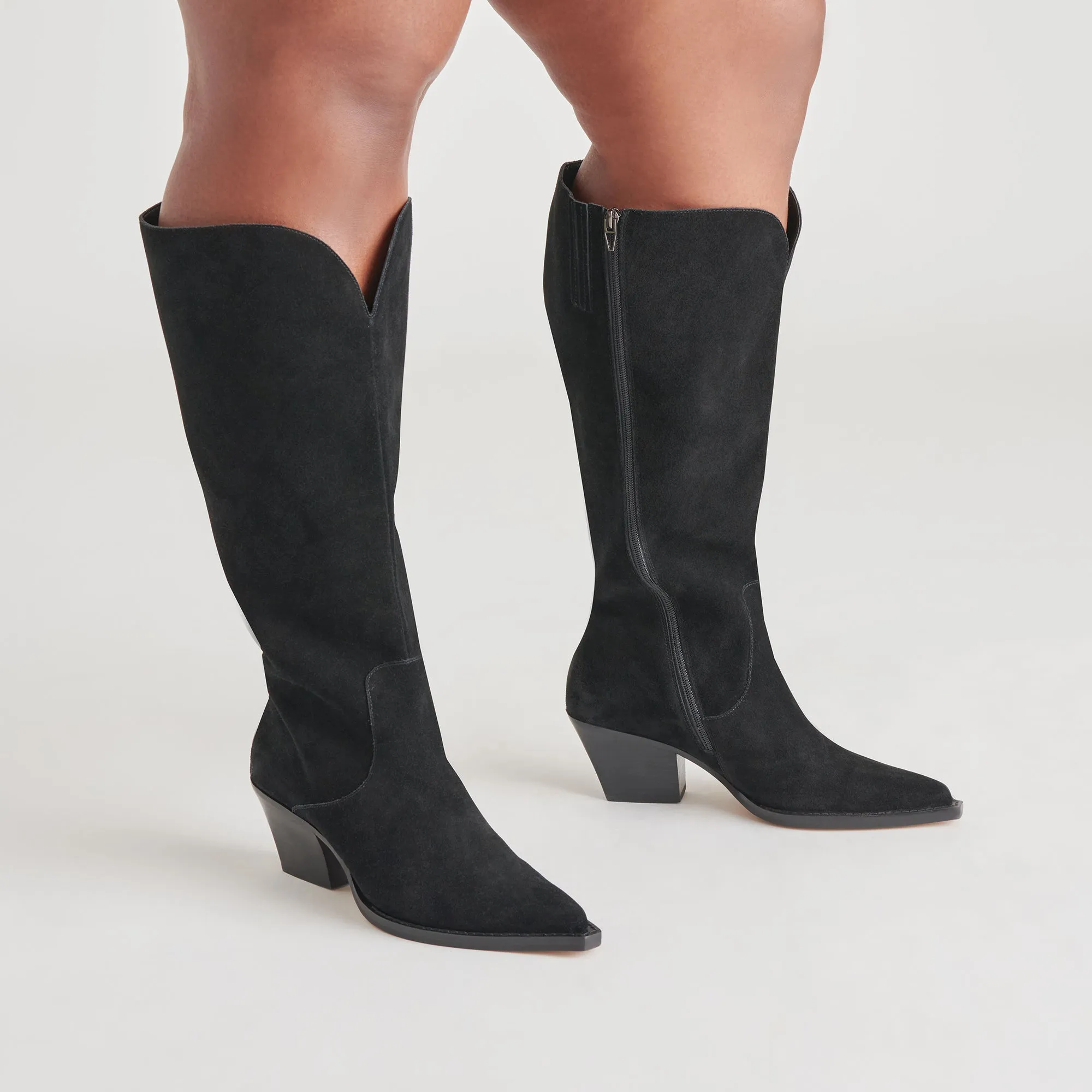 RAJ EXTRA WIDE CALF BOOTS ONYX SUEDE