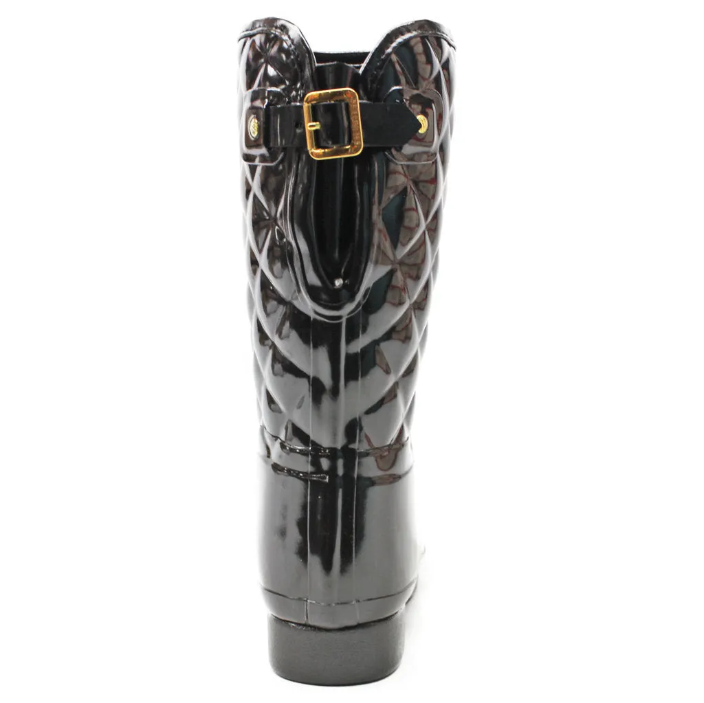 Refined Gloss Rubber Quilt Women's Short Wellington Boots