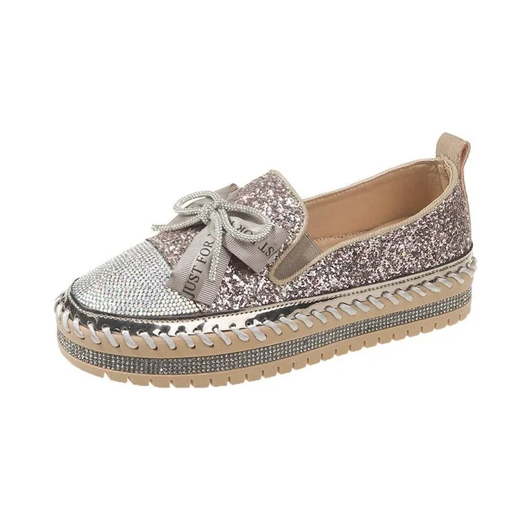 Rhinestone slip on platform sneakers