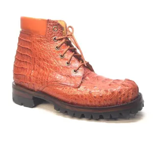 Safari Cognac Exotic Men's All-Over Hornback Combat Boots