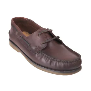 Samuel Windsor - 75 Big Size Extra Wide Embossed Leather Soft Cushion Brown Casual Boat Shoes