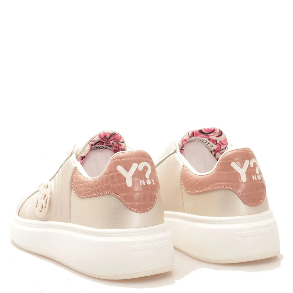 Scarpe Donna Y NOT Sneakers linea Queen Round in Pelle colore Platinum