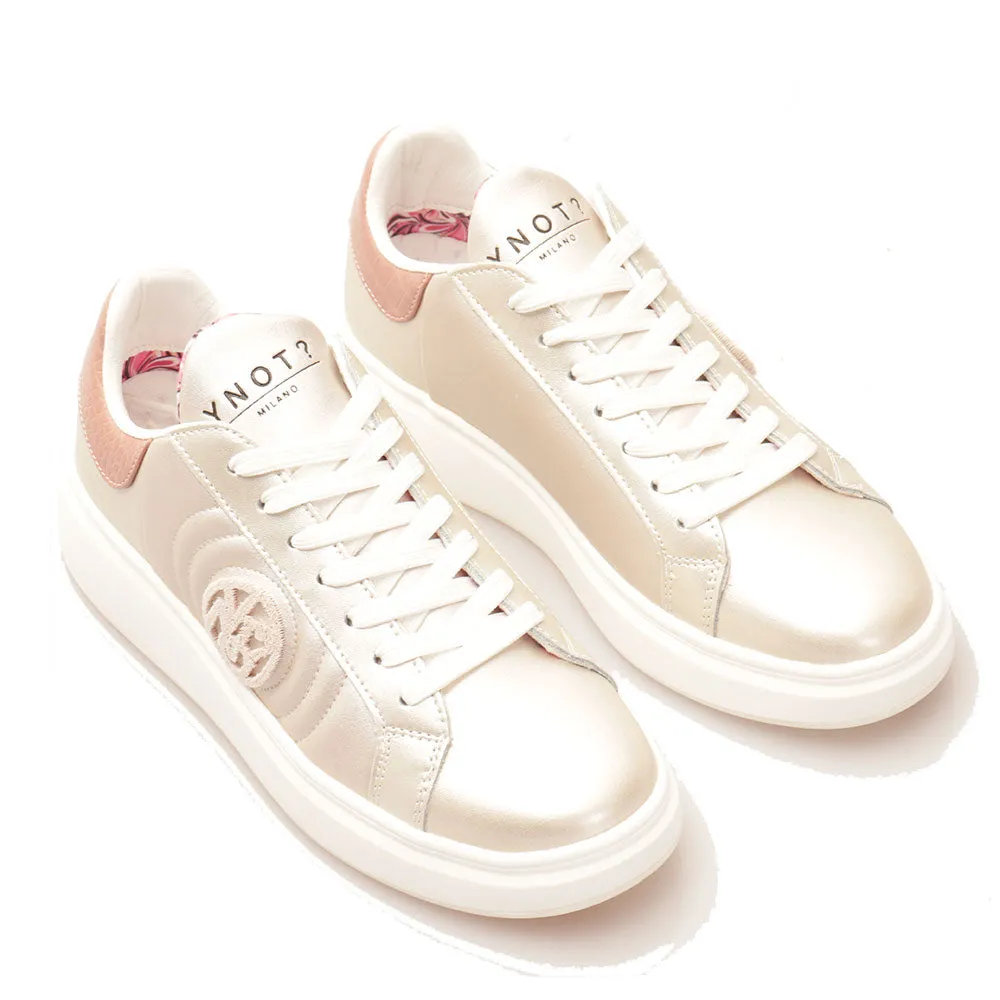 Scarpe Donna Y NOT Sneakers linea Queen Round in Pelle colore Platinum