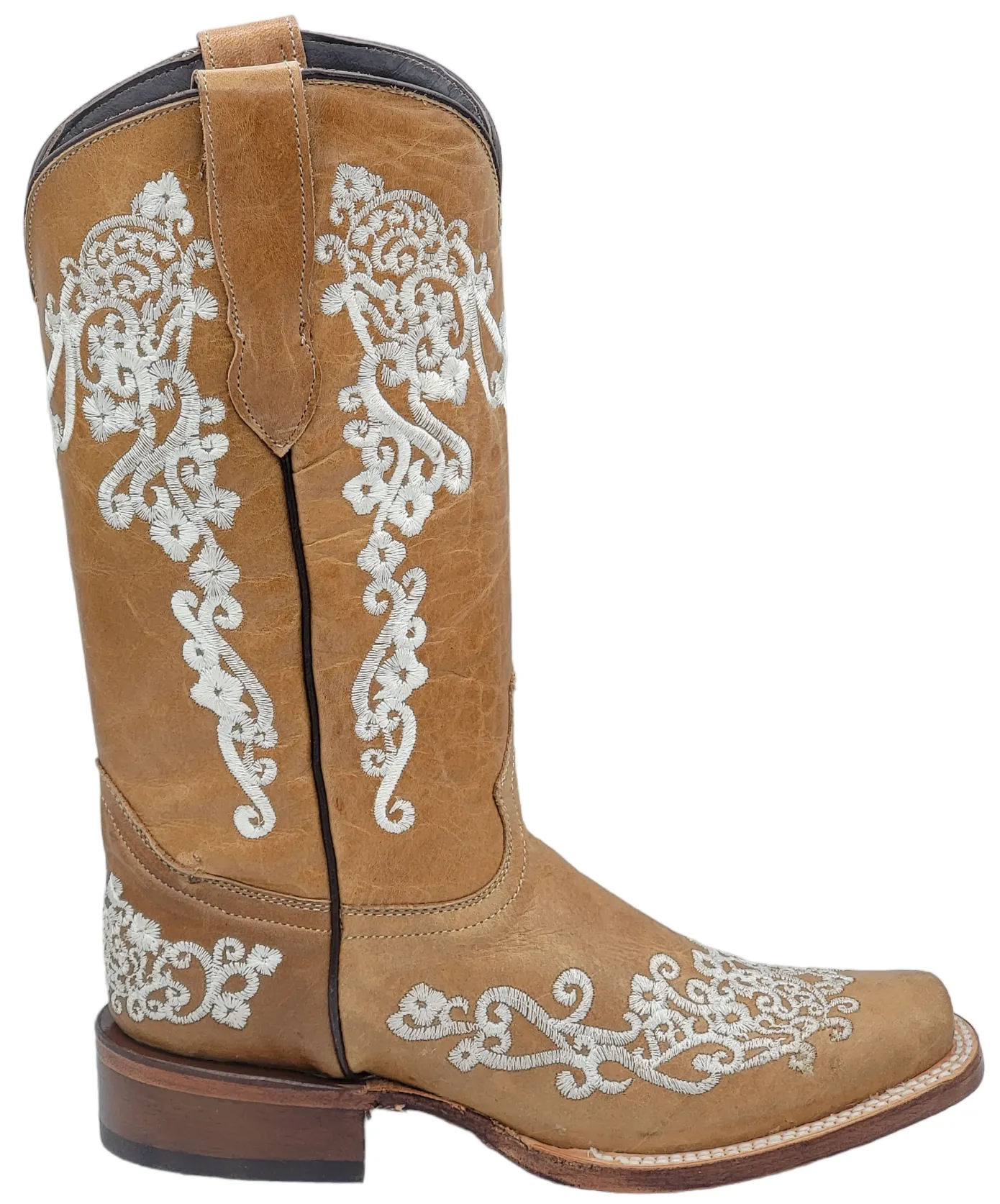 Silverton Diana All Leather Square Toe Boots (Beige)