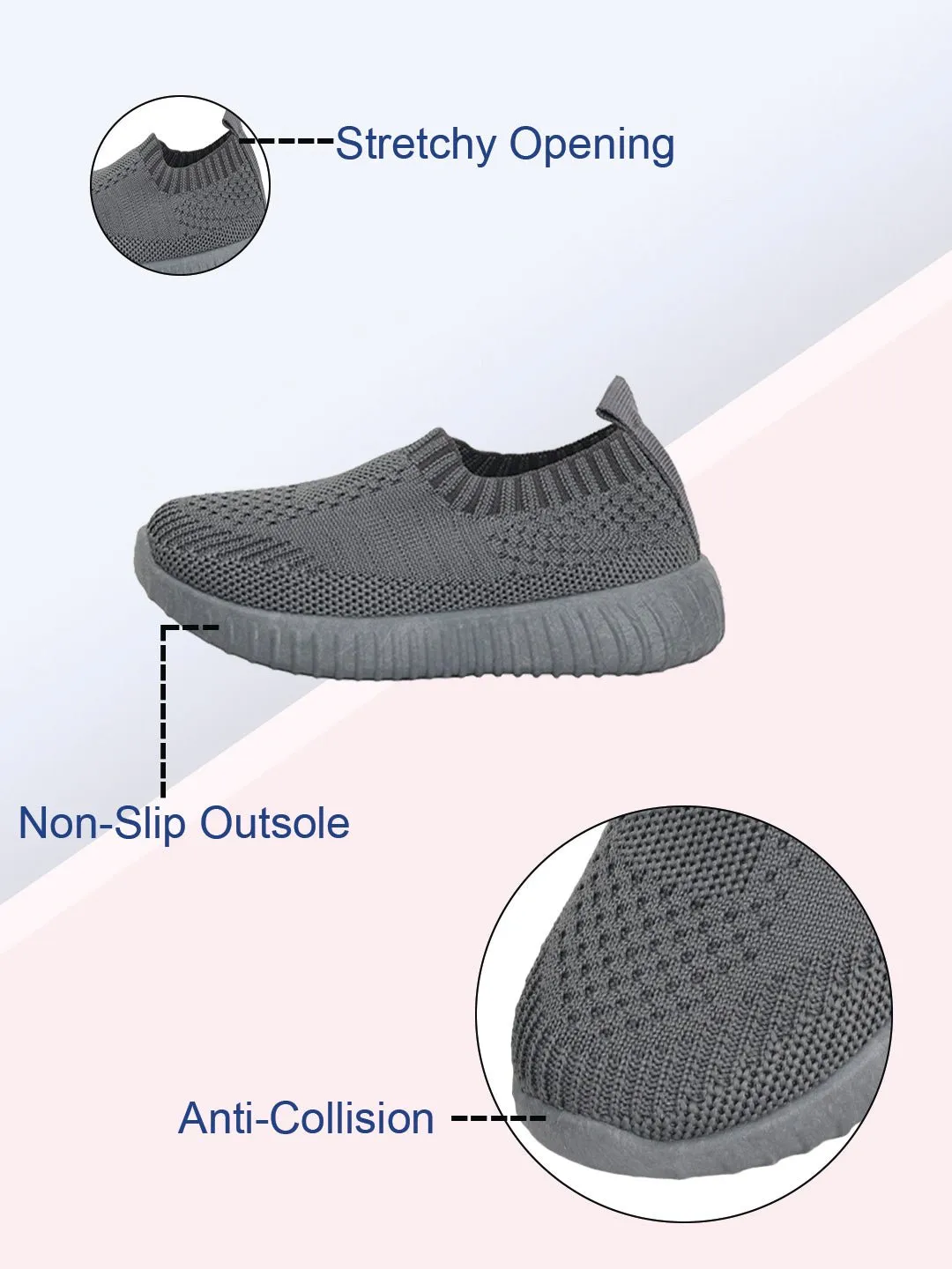 Sleek Grey Knit Comfort Slip-On Sneakers