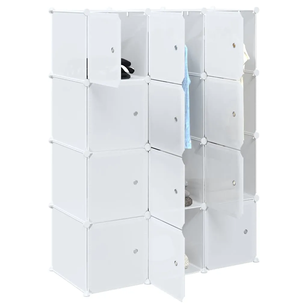 Storage Cube Organiser with 12 Cubes and Hanging Rods PP