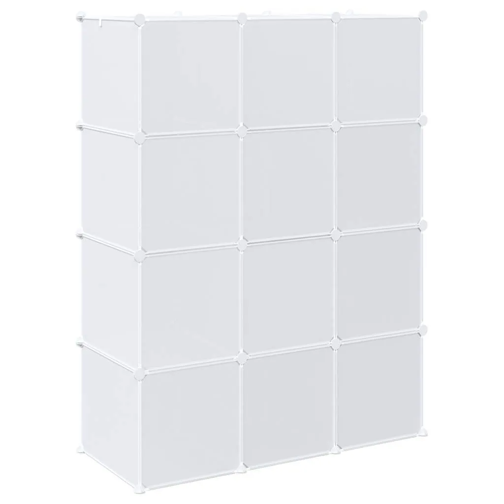 Storage Cube Organiser with 12 Cubes and Hanging Rods PP