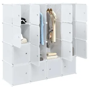 Storage Cube Organiser with 16 Cubes and Hanging Rods PP