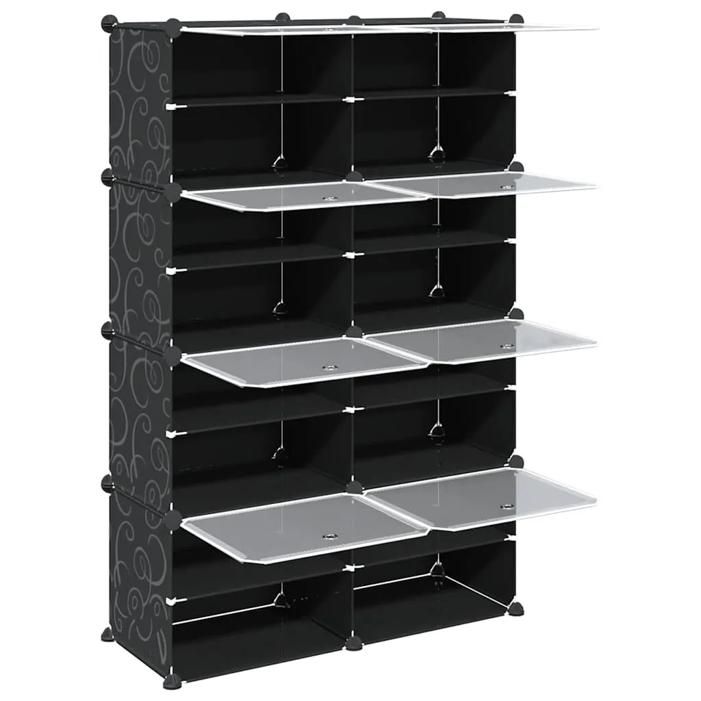 Storage Cube Organiser with 8 Cubes and Doors Black PP