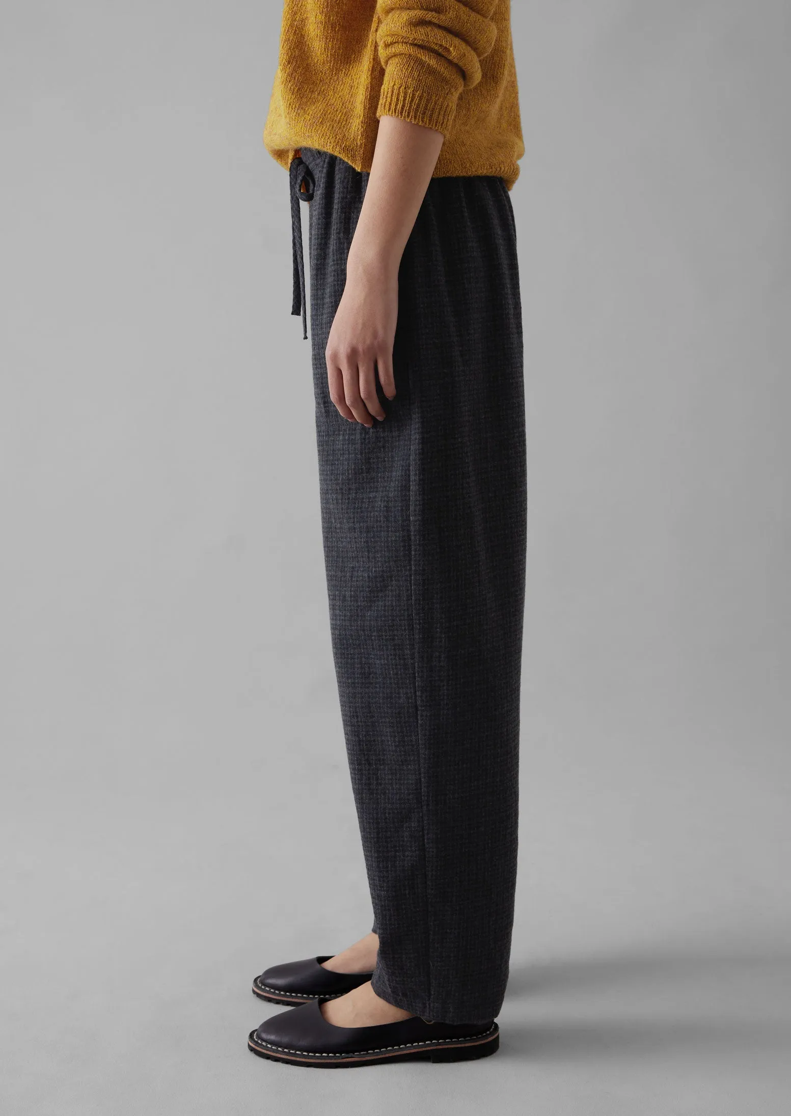 Suki Wool Cotton Seersucker Check Pants | Carbon