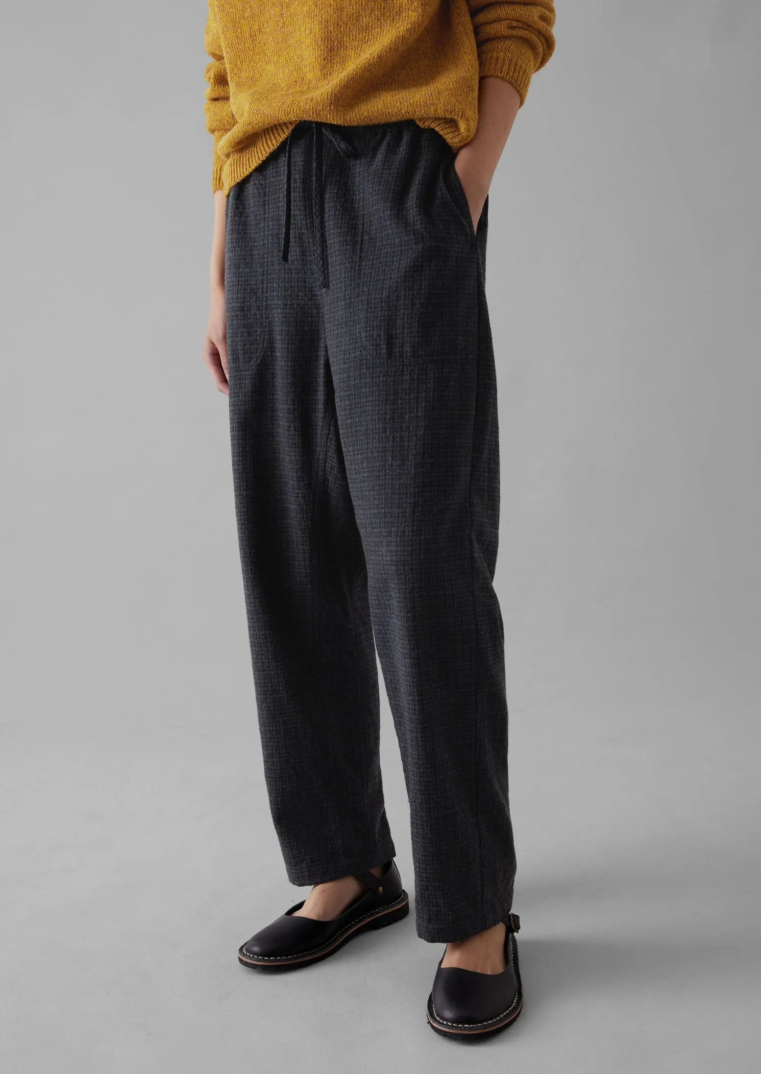 Suki Wool Cotton Seersucker Check Pants | Carbon