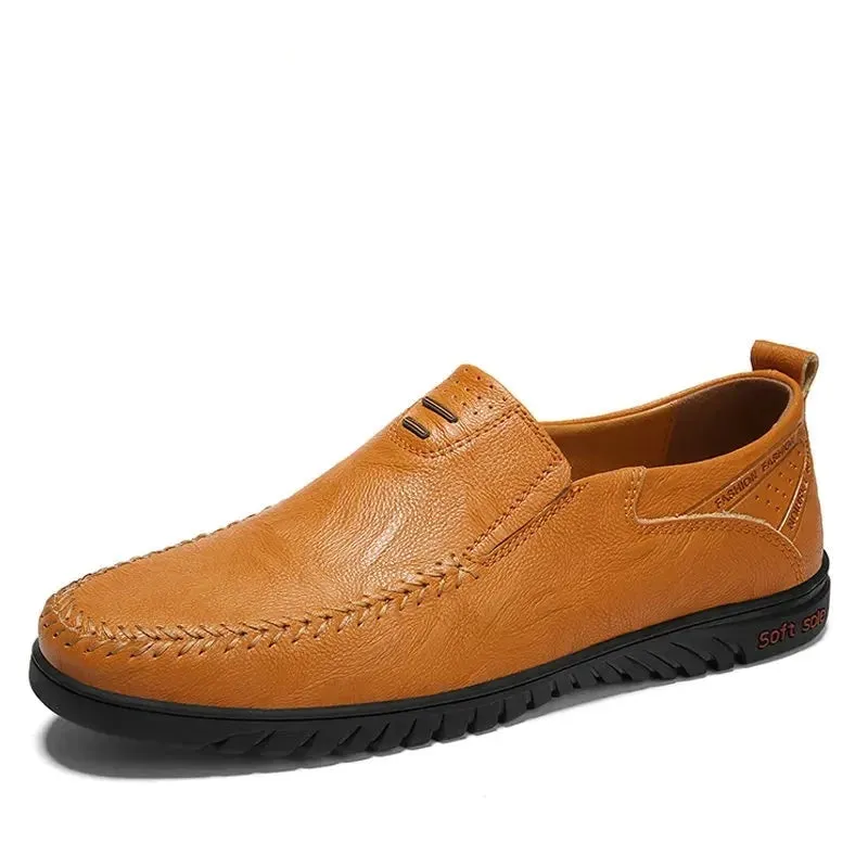 Summer Men Shoes Casual Luxury Brand Genuine Leather Mens Loafers Moccasins Italian Breathable Slip on Boat Shoes Size 47