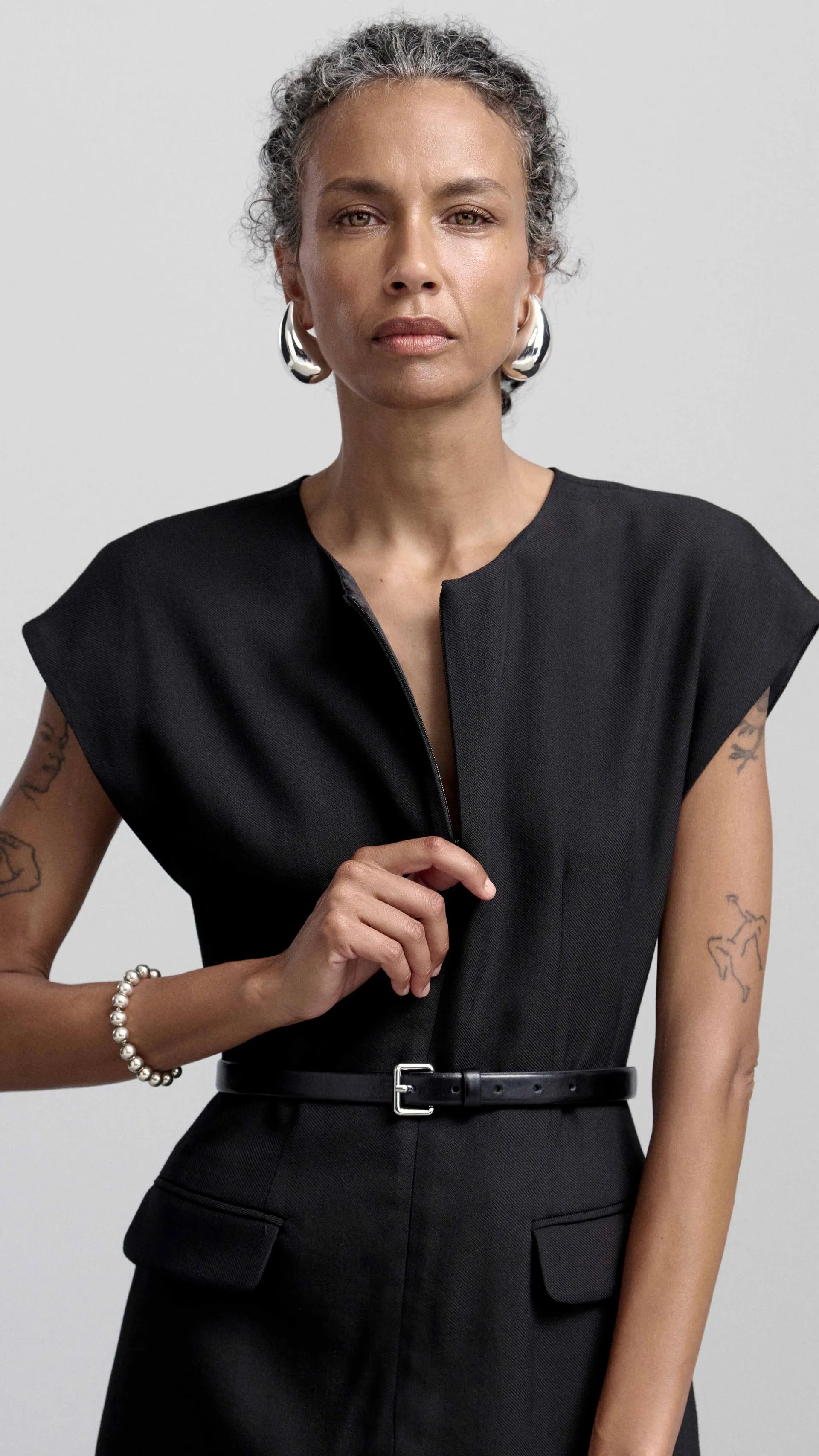 Tailored Dress in Viscose Wool Twill | Black