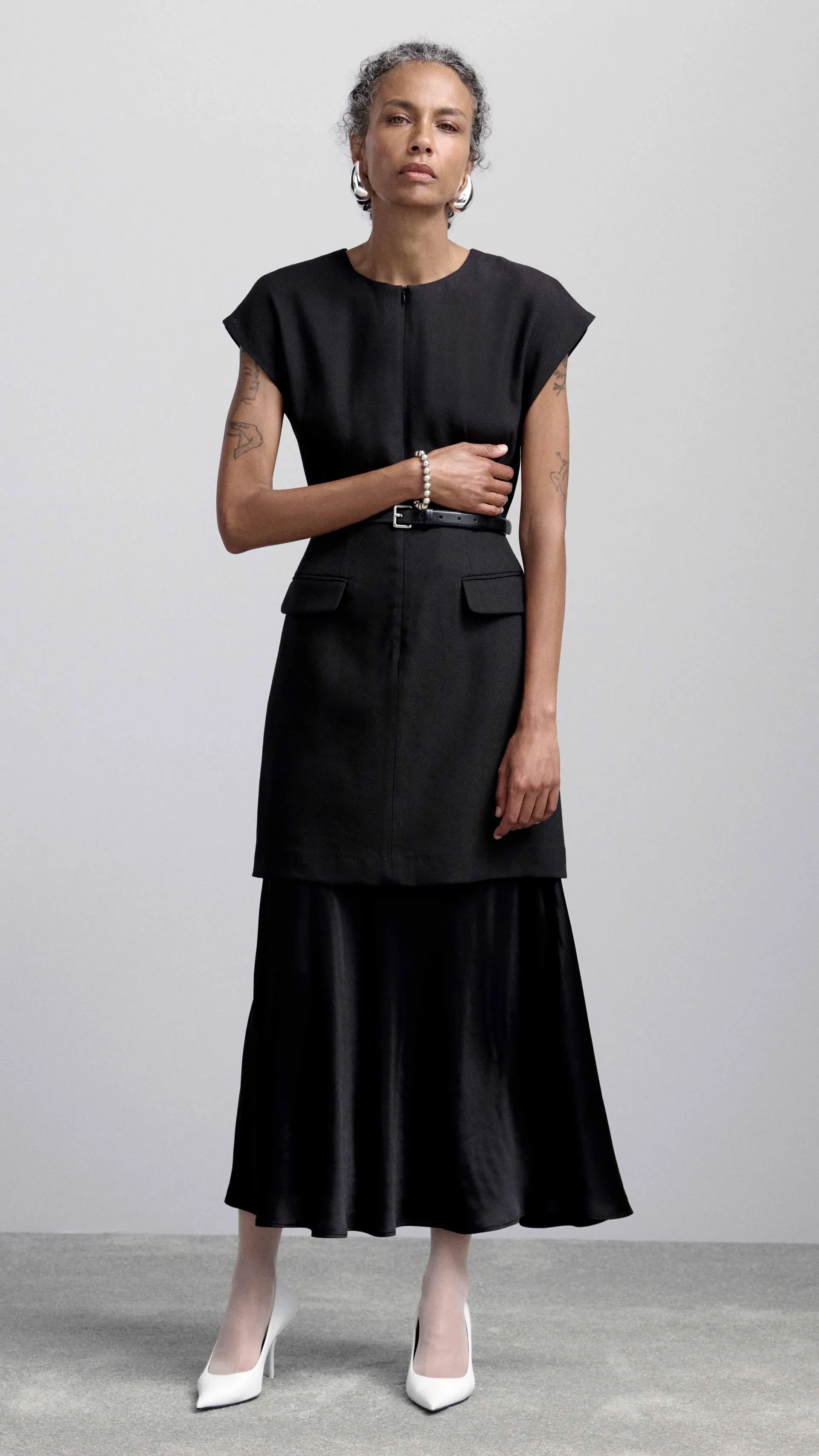 Tailored Dress in Viscose Wool Twill | Black