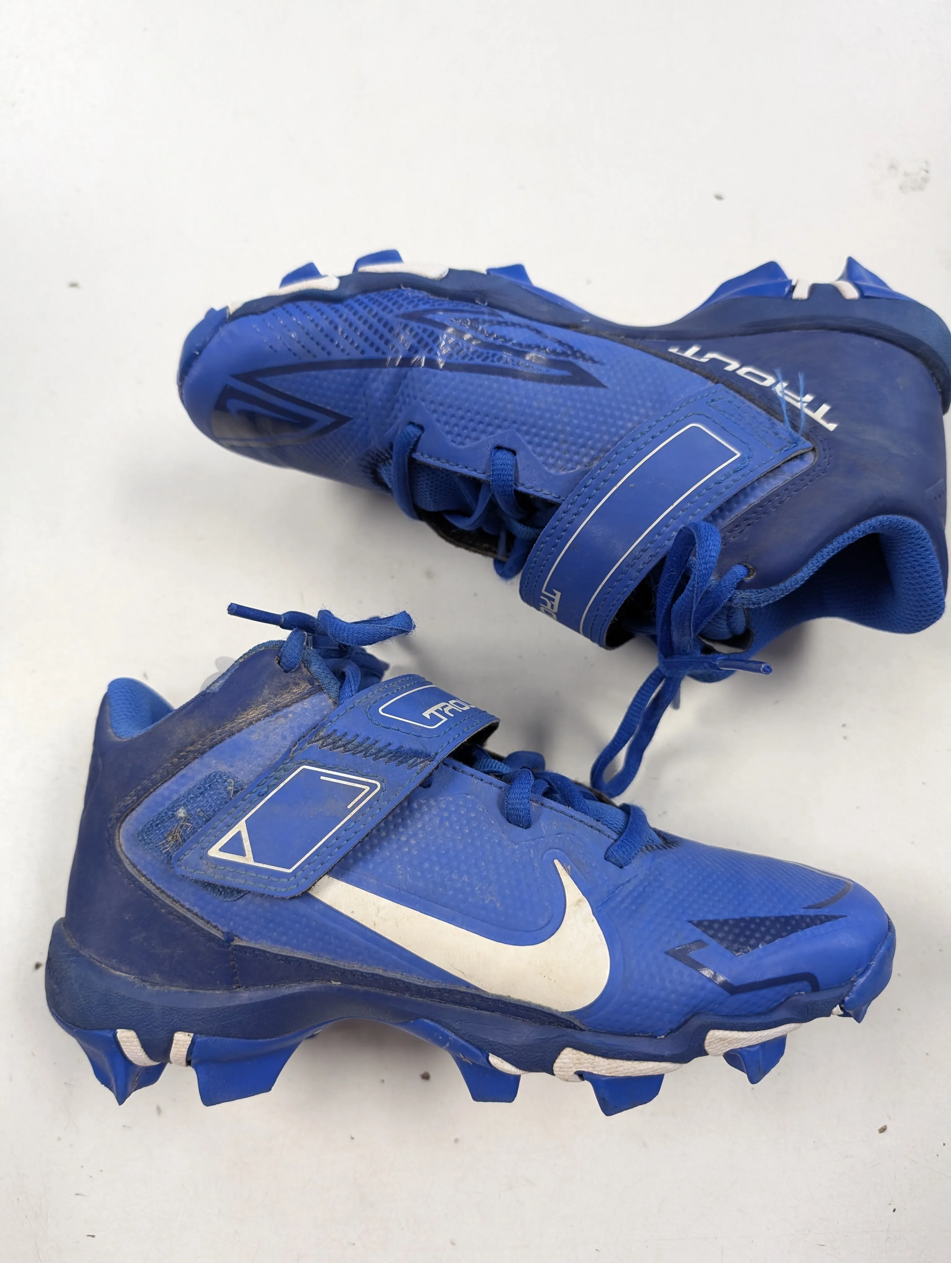 Used Nike Mike Trout Blue Size 3.5 Youth Baseball Cleats