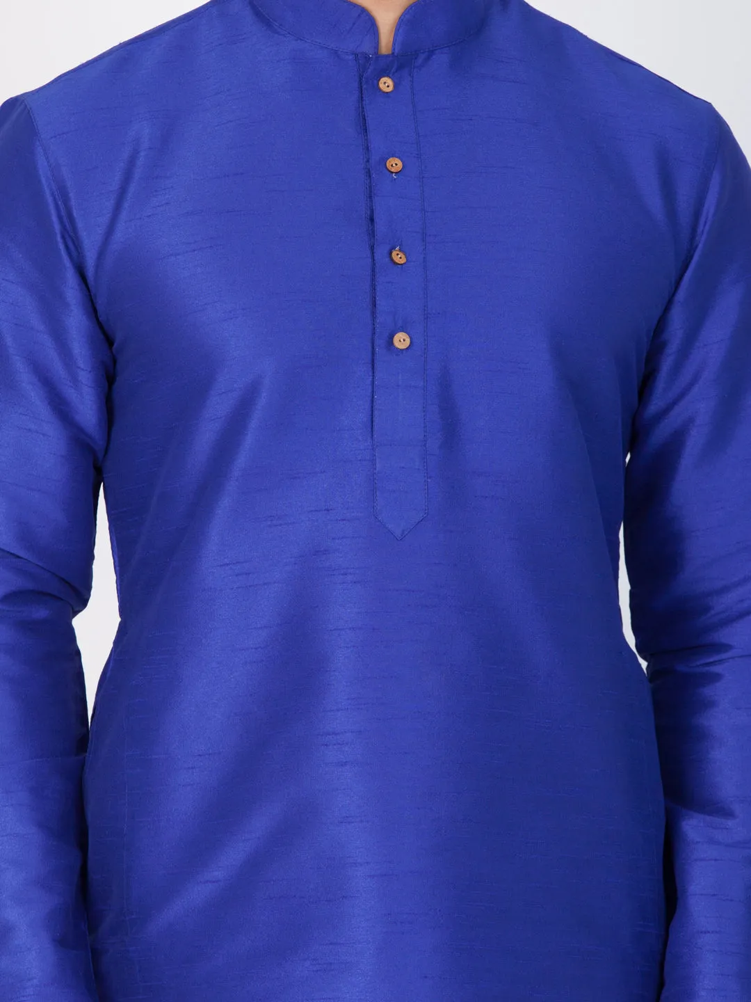 VASTRAMAY Men's Blue Silk Blend Kurta Set