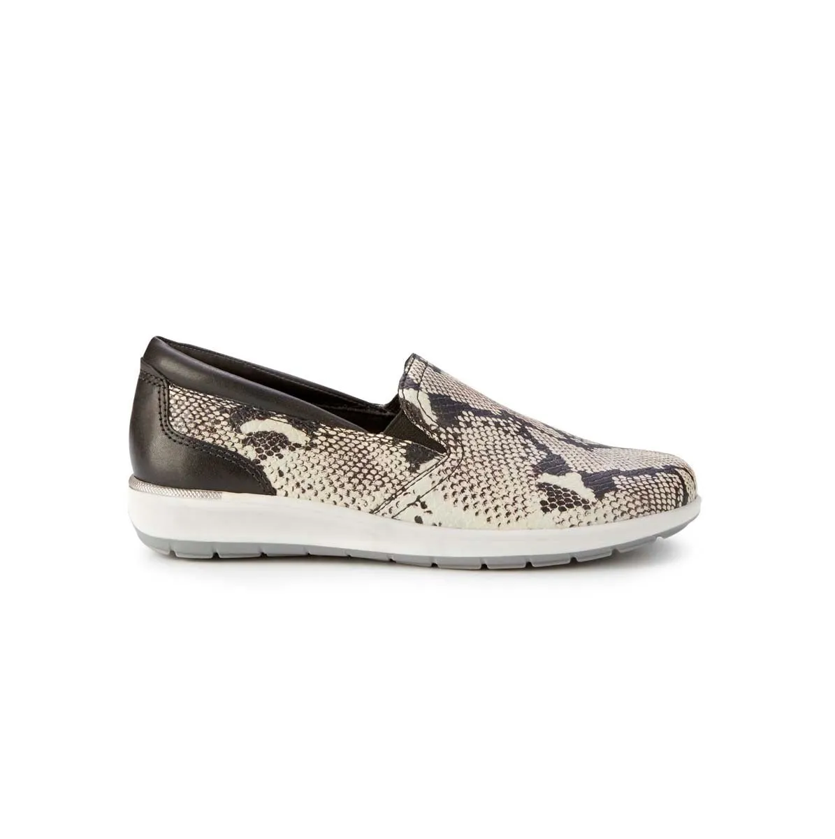 Walking Cradles Wc Orleans Women Casual Sneaker In Black/bone Snakeprint Leather