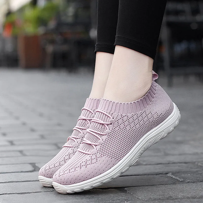 Walking Shoes,Mesh Platform Sneakers Women Slip on Soft Ladies Casual Running Shoes Woman Knit Sock Shoes