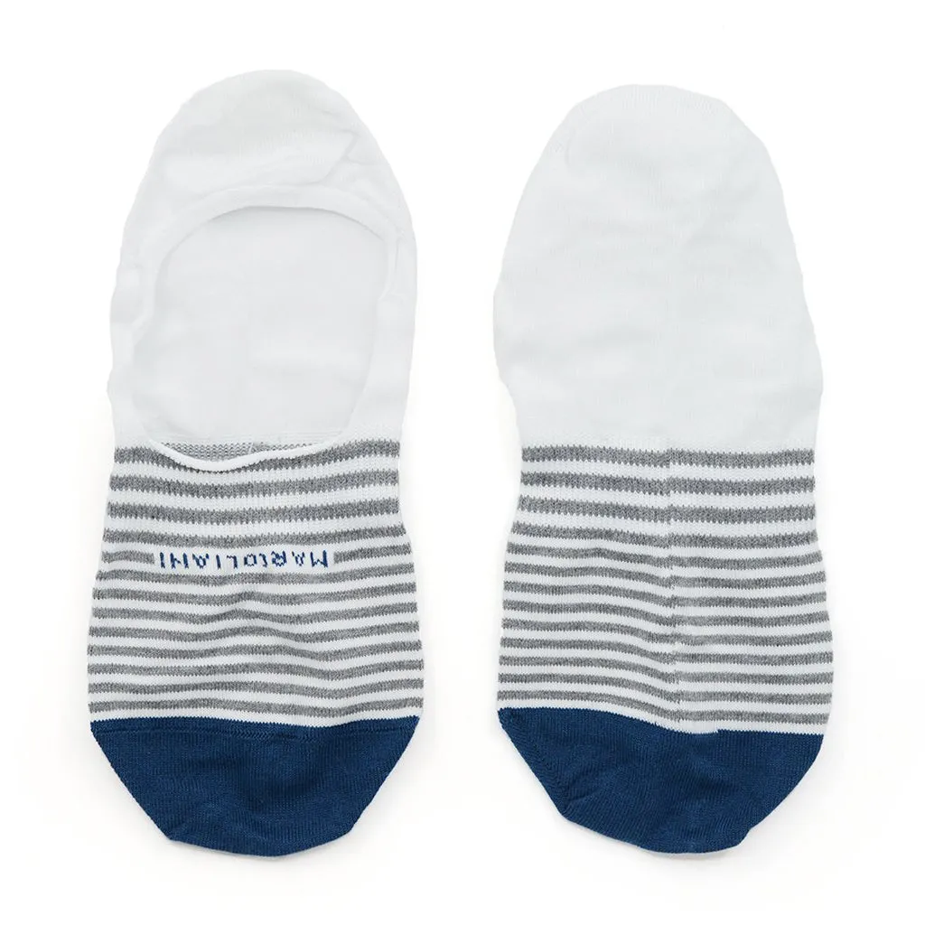 White Stripe Invisible Touch No-Show Socks - Marcoliani