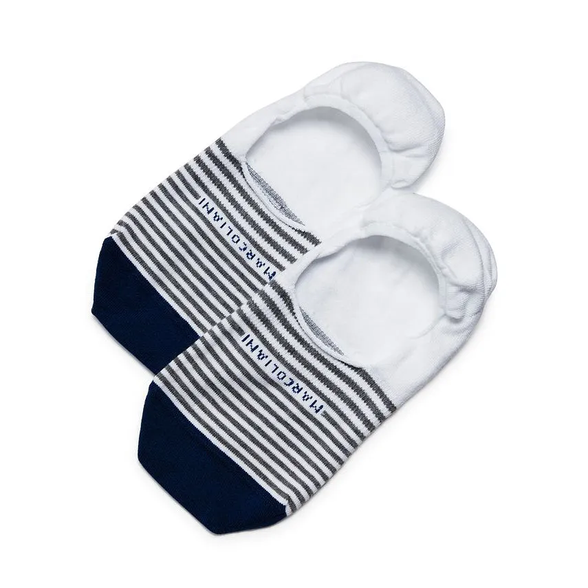 White Stripe Invisible Touch No-Show Socks - Marcoliani