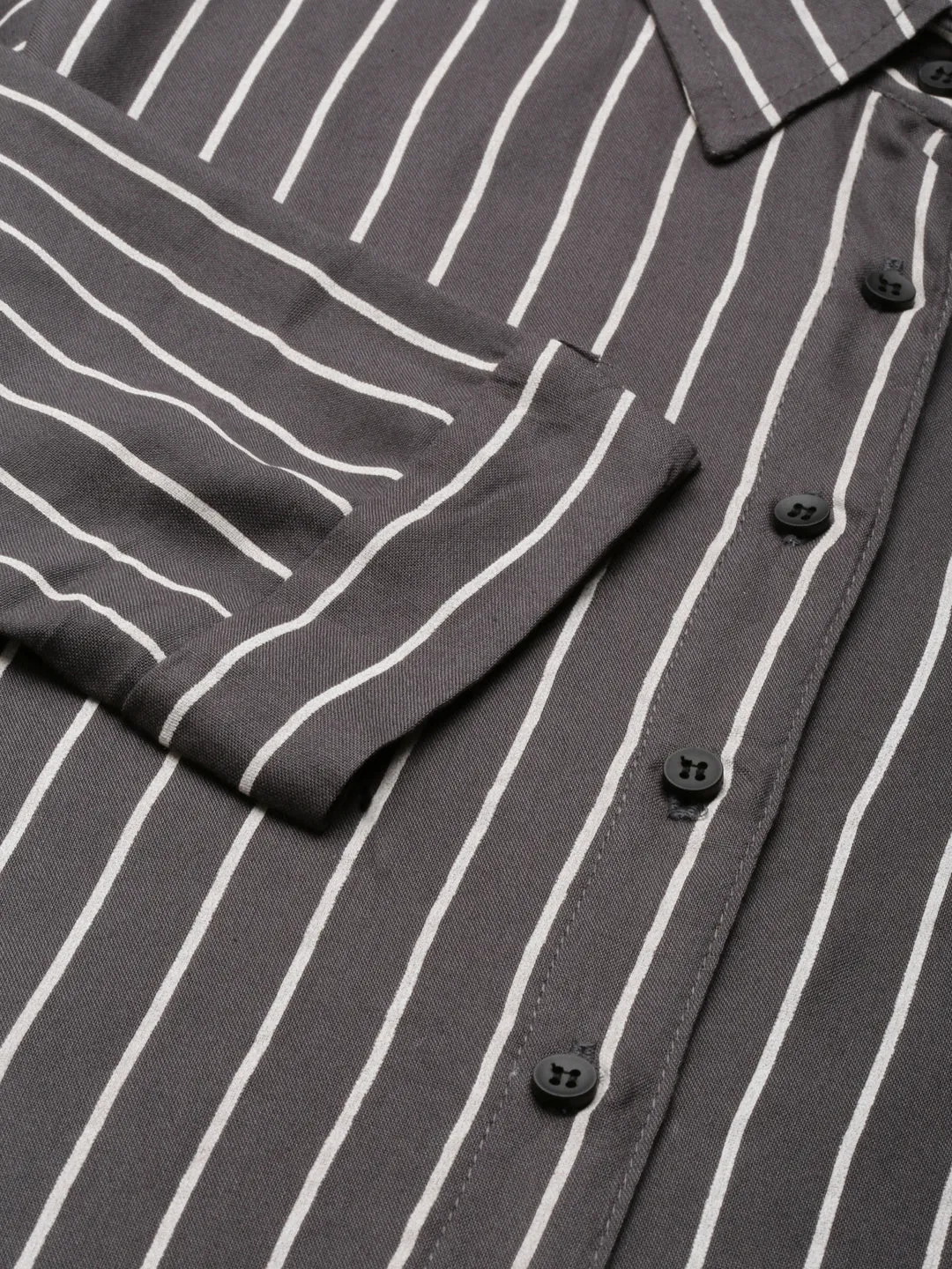 Women Grey Striped Shirt