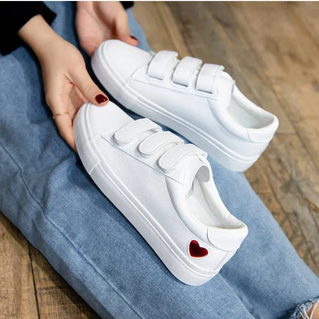 Womens Cute Love Heart Easy CleanFlats Sneakers