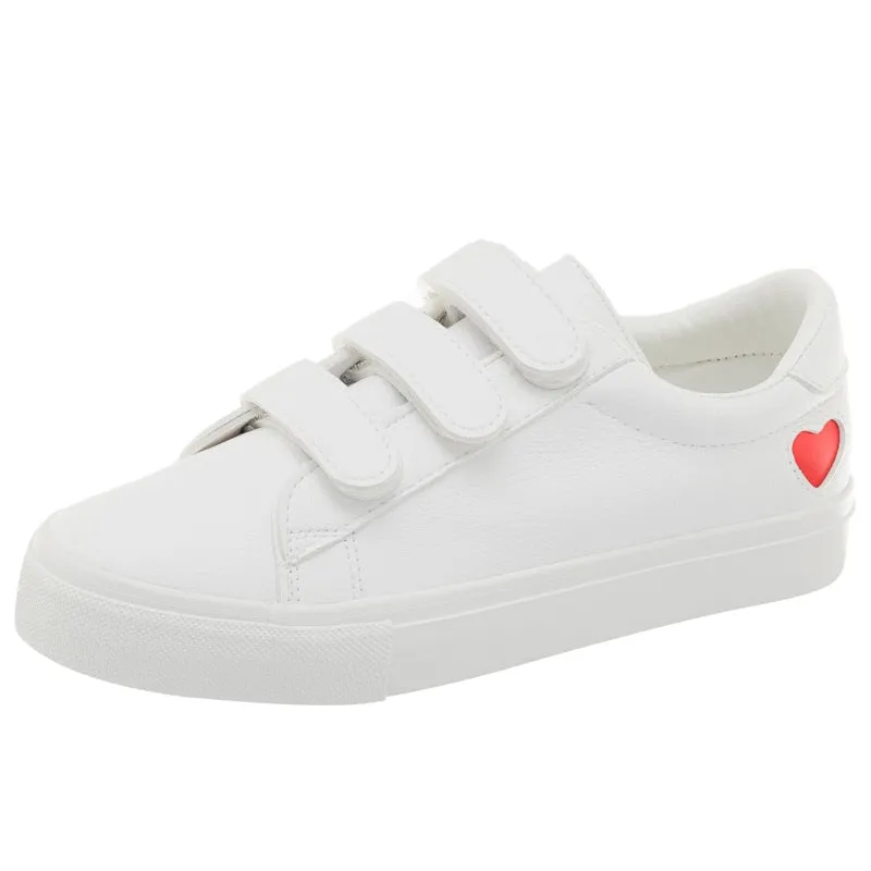 Womens Cute Love Heart Easy CleanFlats Sneakers