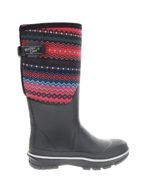 Women's Fair Isle Wide Calf Neoprene Cold Weather Boot - Black