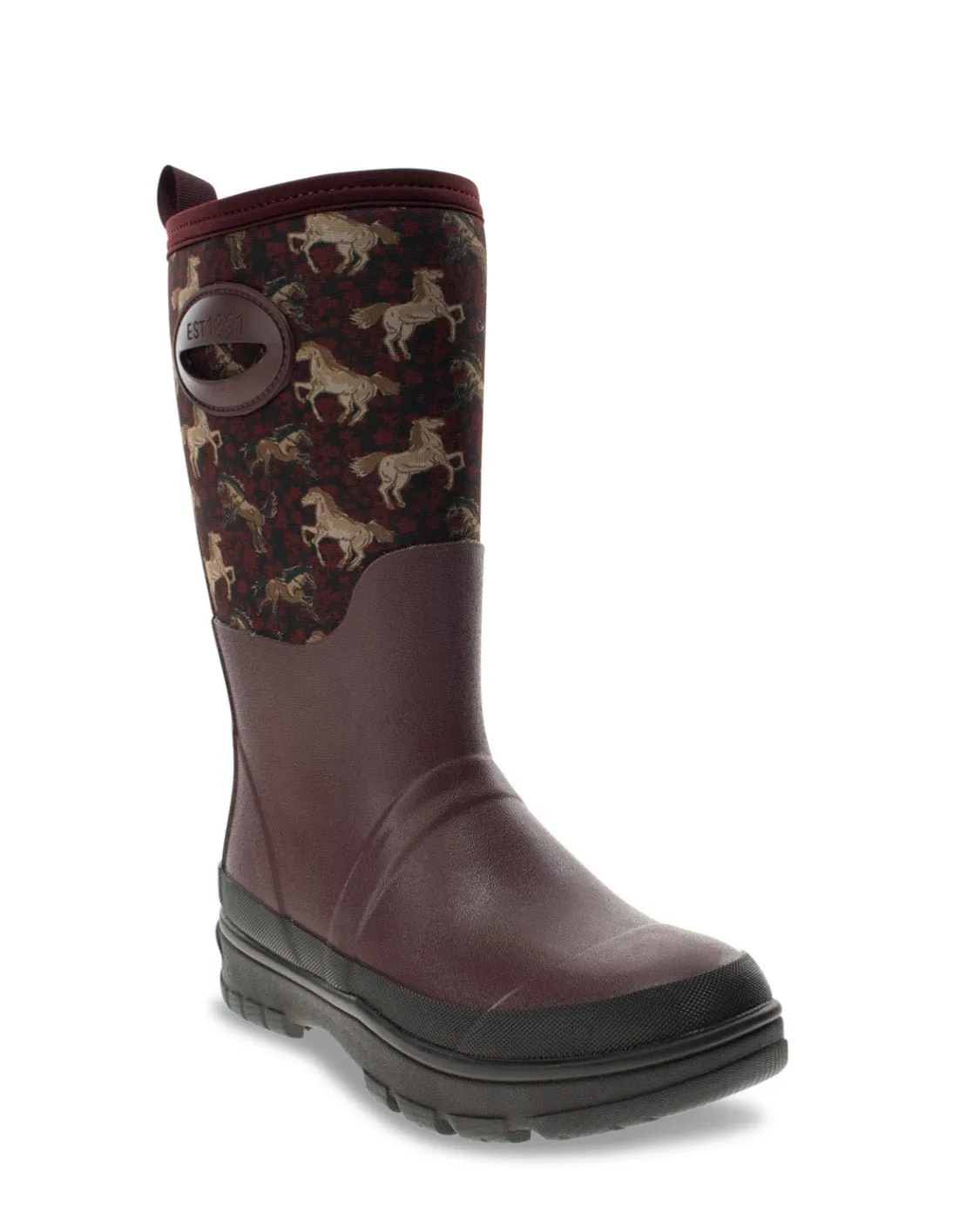 Women's Heritage Horses Neoprene Mid Cold Weather Boot - Burgundy