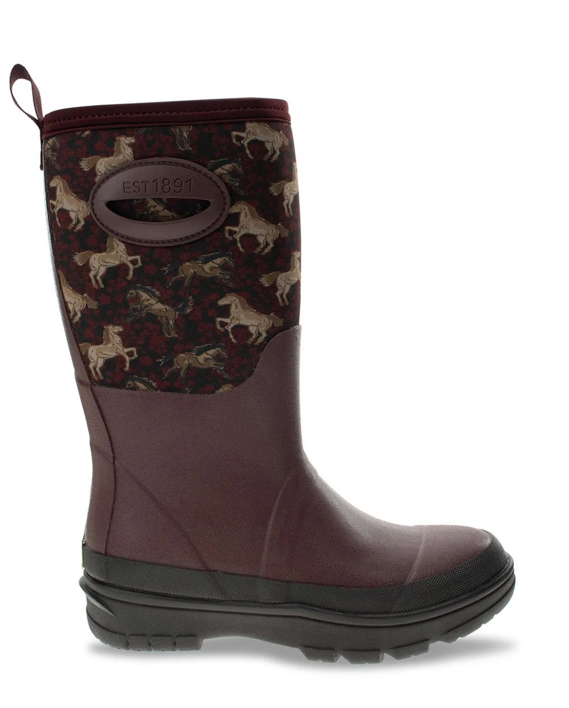 Women's Heritage Horses Neoprene Mid Cold Weather Boot - Burgundy