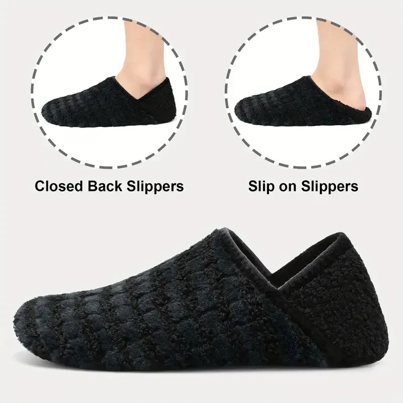 Women's Plush Flat Shoes - Winter Warm, Slip-On, Comfortable Flats