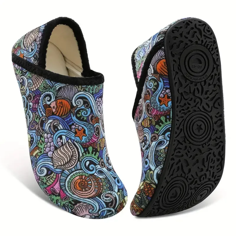 Women's Plush Flat Shoes - Winter Warm, Slip-On, Comfortable Flats