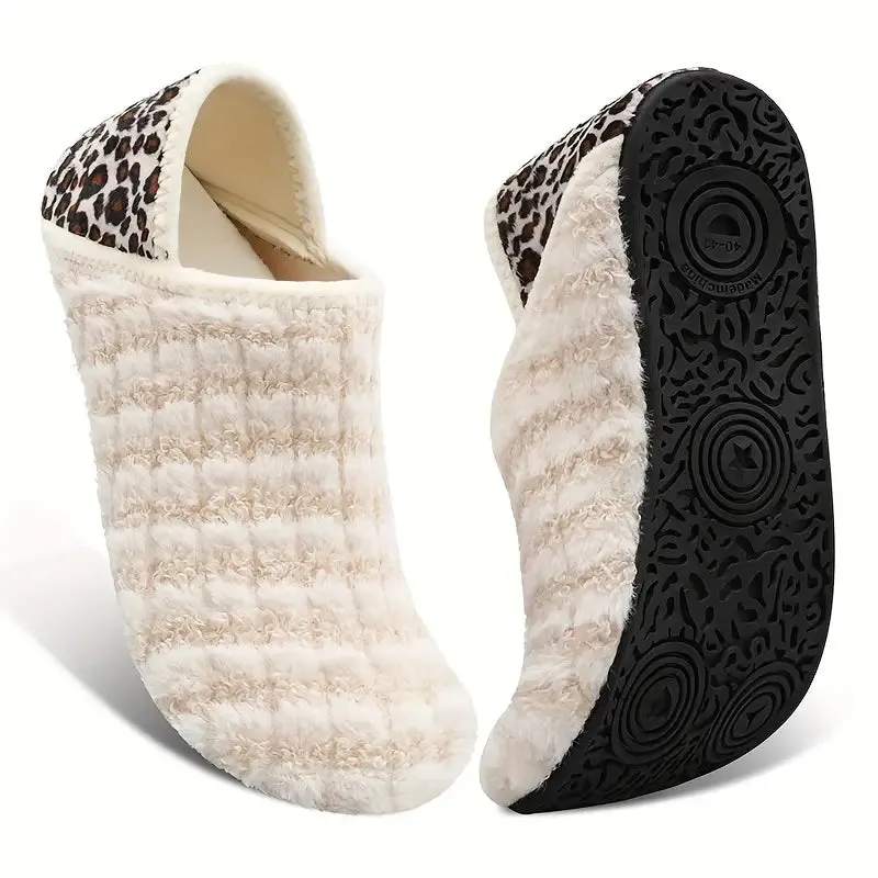 Women's Plush Flat Shoes - Winter Warm, Slip-On, Comfortable Flats